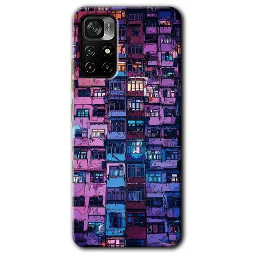 Poco M4 Pro 5G Kılıf HD Desen Baskılı Arka Kapak + Temperli Cam - Şehir Görünümü