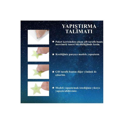 50 Adet Karanlıkta Parlayan Fosforlu Ay Ve Yıldız Tasarımlı Dekoratif Sticker