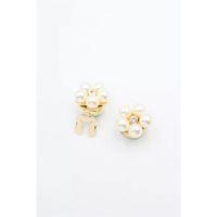 İncili Düğme Broşu - Altın