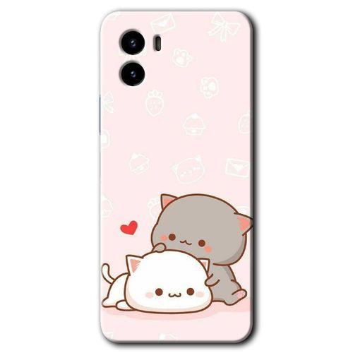 Vivo Y15s Kılıf HD Desen Baskılı Arka Kapak - Kedi Aşkı