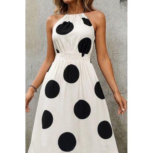 Kadın Kolsuz Boyundan Bağlamalı Beli Lastikli Dijital Baskı Süprem Uzun Elbise