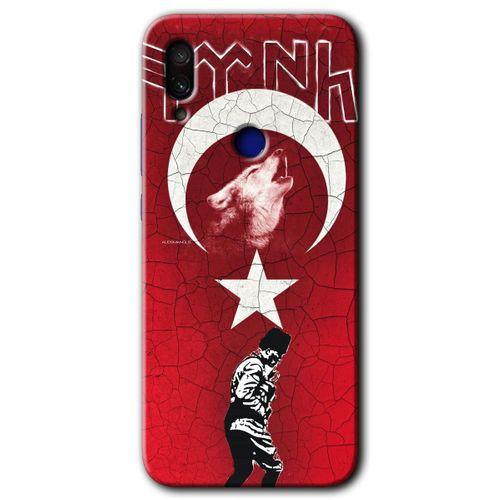 Redmi Note 7 Kılıf HD Desen Baskılı Arka Kapak - Bozkurt Atam + Kırılmaz Cam