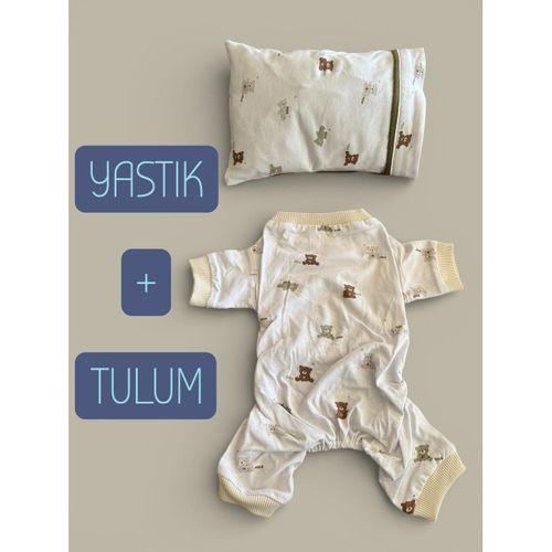 Teddy Chic Köpek Uyku Takımı | Pamuklu Penye Köpek Tulumu ve Mini Yastık | Küçük Irklar İçin | Tüy Dökülmesini Azaltır