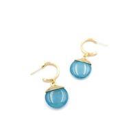 Taşlı Halkalı Küpe - Turkuaz