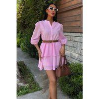 Deri Kemerli Fırfırlı Elbise 2901