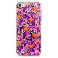 Apple iPhone 5s Kılıf Pembe Turuncu Yaz Otları Arka Kapak Koruma Desenli Full Koruyucu