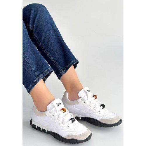 Tues Beyaz Nubuk Bağcıklı Spor Ayakkabı