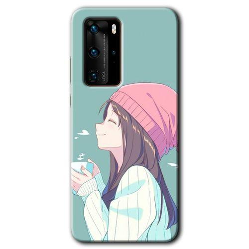 MRCİLETİSİM Huawei P40 Pro Kılıf HD Desen Baskılı Arka Kapak + Temperli Cam - Happy Girl
