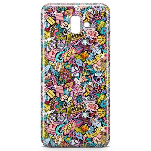 Samsung Galaxy J6 Plus Kılıf Kız Bebek Giyim Doodle Arka Kapak Koruma Desenli Full Koruyucu