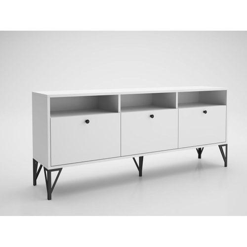 Wood'n Love Rhea 160 Cm Dolaplı, Minifiks Bağlantı, Geniş Tv Ünitesi - Konsol - Beyaz / Siyah