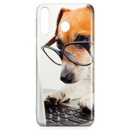 Samsung Galaxy M30 Kılıf Gözlüklü Terrier Arka Kapak Koruma Desenli Full Koruyucu