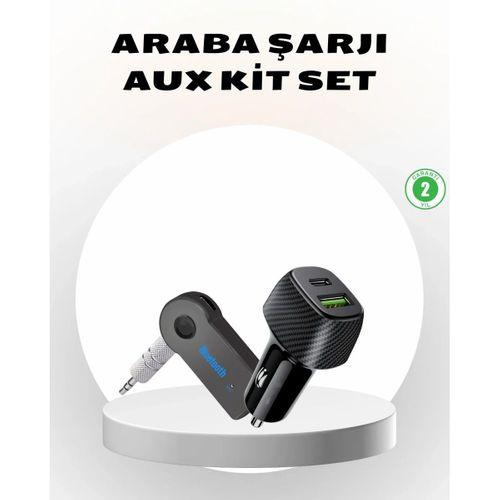 Bluetooth Aux Çevirici Ve Pd Destekli Araç Şarj Cihazı 2’li Set