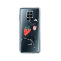 Redmi Note 9 Pro Çilek Desenli Premium Şeffaf Silikon Kılıf