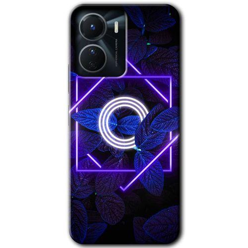 Vivo Y16 Kılıf HD Desen Baskılı Arka Kapak - Dark Neon Yaprak O Harfi