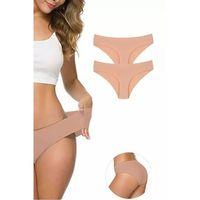 2 Adet Kadın Dikişsiz Lazer Kesim Esnek İz yapmayan Külot Ten