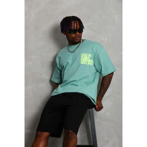 Erkek Baskılı T-Shirt Kısa Kol Bisiklet Yaka Regular Fit Rahat Kalıp Günlük Tişört - Mint Yeşili