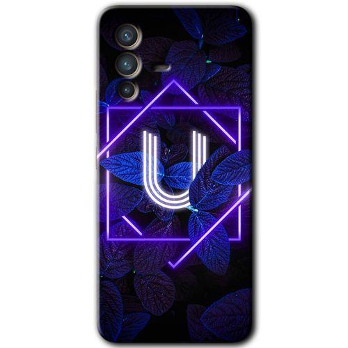 Potkal Hediye Fabrikası Vivo V23 5G Kılıf HD Desen Baskılı Arka Kapak - Dark Neon Yaprak U Harfi