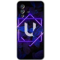 Potkal Hediye Fabrikası Vivo V23 5G Kılıf HD Desen Baskılı Arka Kapak - Dark Neon Yaprak U Harfi