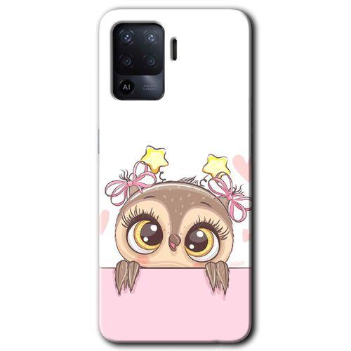 Oppo Reno 5 Lite Kılıf Baskılı Arka Kapak - Sevimli Baykuş +Tam Ekran Koruyucu
