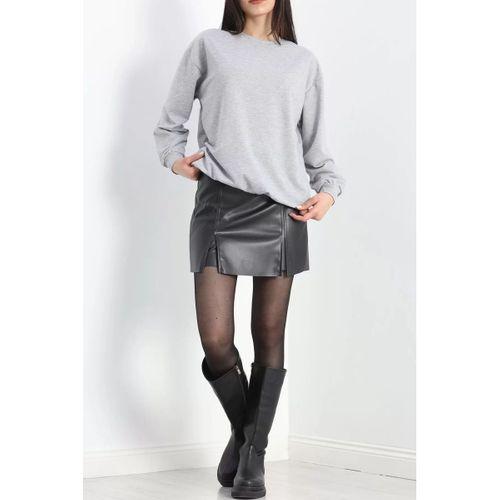 pilelistore Bisiklet Yaka İki İplik Sweat Açıkgri