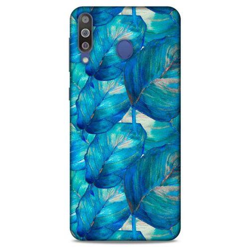 Samsung Galaxy M30 Uyumlu Kılıf Mavi Delisi (47) Crystal Flex Kılıf Yaprak