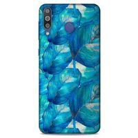 Samsung Galaxy M30 Uyumlu Kılıf Mavi Delisi (47) Crystal Flex Kılıf Yaprak