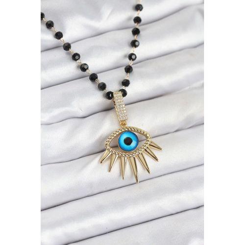 316L Çelik Zincir Kristal Boncuklu Göz Model Kadın Kolye