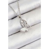 316L Çelik Zirkon Taşlı Kelebek Model Gümüş Renk Kadın Kolye