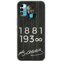 Potkal Hediye Fabrikası Tecno Spark 7T Kılıf HD Desen Baskılı Arka Kapak - Atatürk Ahşap İmza