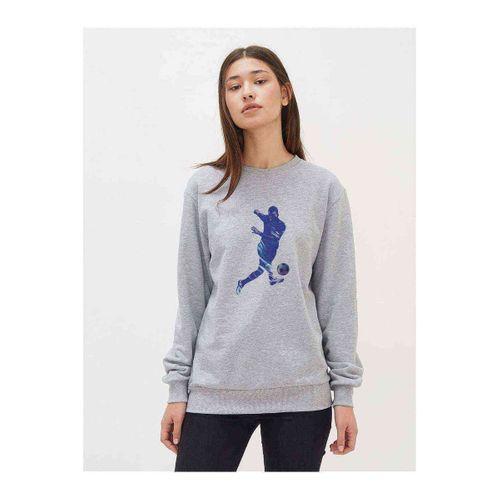 Watercolor Football Shoot Baskılı Gri Kadın Sweatshirt
