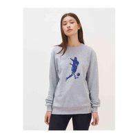 Watercolor Football Shoot Baskılı Gri Kadın Sweatshirt