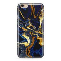 Apple iPhone 6 6s Kılıf Lacivert Kahve Mermer Arka Kapak Koruma Desenli Full Koruyucu