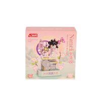 HK114 JAKİ KİRAZ ÇİÇEĞİ MÜZİK KUTUSU 127 PARÇA BLOCK OYUNCAK