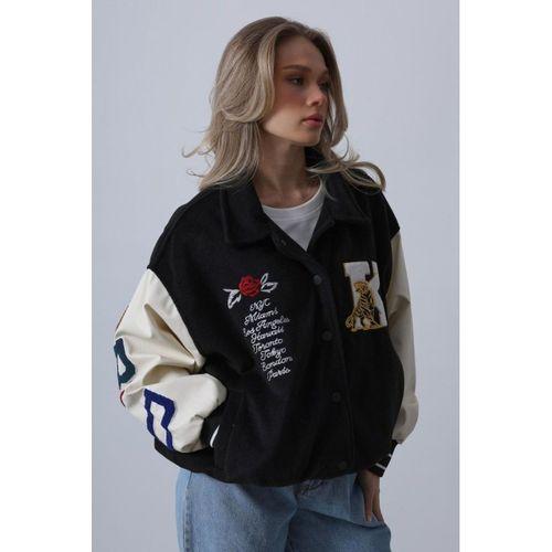 Kaşe Biker Ceket - Siyah