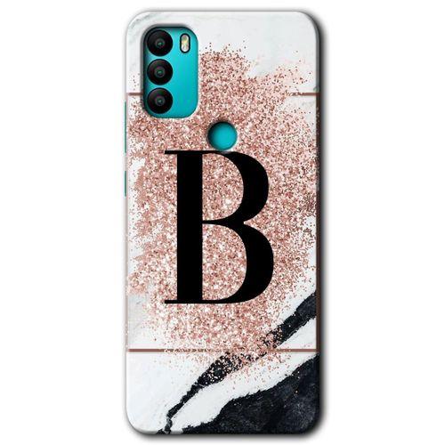 General Mobile GM 21 Plus Kılıf HD Desen Baskılı Arka Kapak - Pembe Mermer Desenli B Harfi