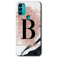 General Mobile GM 21 Plus Kılıf HD Desen Baskılı Arka Kapak - Pembe Mermer Desenli B Harfi