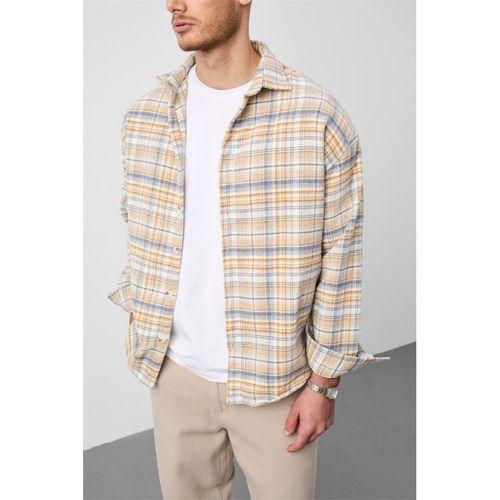 Jasper Relaxed Fit Pamuklu İnce Çizgili Oduncu Erkek Gömlek - Hardal