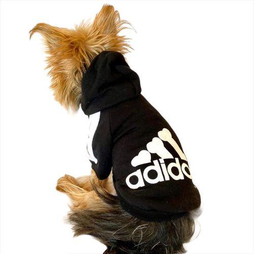 Siyah Adidog Kapşonlu Duo Köpek Sweatshirt Köpek Kazağı