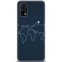 Realme 7 Pro Kılıf HD Baskılı Kılıf - Uçak ve Dünya + Tam Ekran Koruyucu