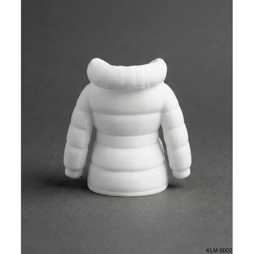 Beyaz Kapüşonlu Fiyonklu Bayan Mont Formlu Makyaj Fırçalığı Masaüstü Kozmetik Düzenleyici