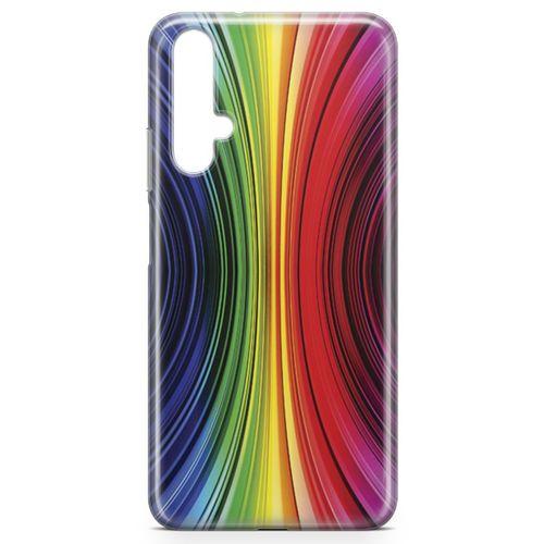 Honor View 20 Kılıf Asimetrik Gökkuşağı Arka Kapak Koruma Desenli Full Koruyucu