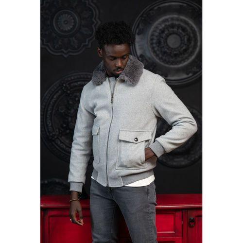 Slimfit Kürklü Sabit Yaka Beli Lastikli Astarlı Kaşe Mont