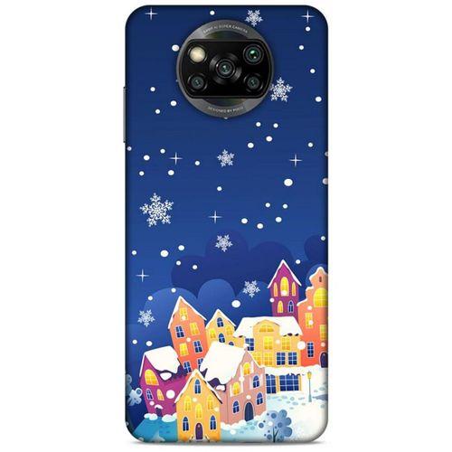 Xiaomi Redmi Poco X3 Kılıf Snowix (27) Tasarımlı Kılıf Turuncu Lacivert