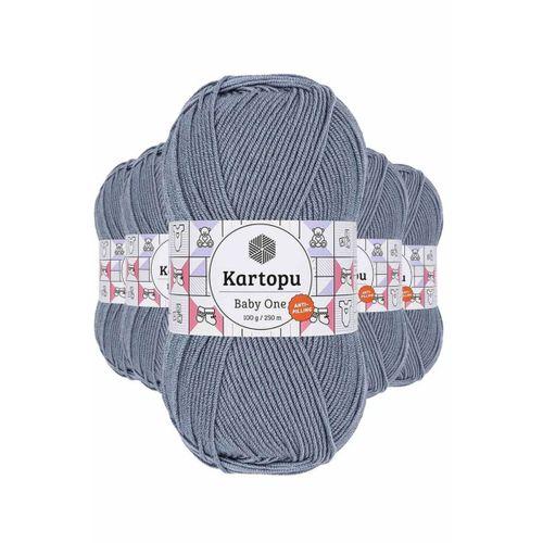 5 Adet Baby One Tüylenmeyen El Örgü İpi Yünü Jeans Mavi K571