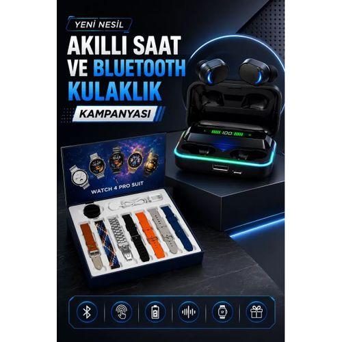 Powerbank Bluetooth Kulaklık Ve Akıllı Saat 7 Kordonlu Metal Kordon Plastik Kordon