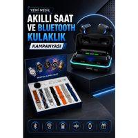 Powerbank Bluetooth Kulaklık Ve Akıllı Saat 7 Kordonlu Metal Kordon Plastik Kordon