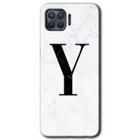 Oppo Reno 4 Lite Kılıf HD Desen Baskılı Arka Kapak - Beyaz Mermer Desenli Y Harfi