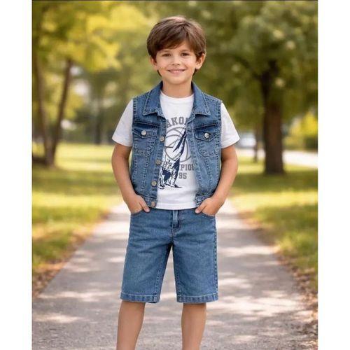 5/12 Yaş Kot(denim) Kumaş Tişörtlü Çocuk Takımı