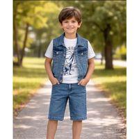 5/12 Yaş Kot(denim) Kumaş Tişörtlü Çocuk Takımı