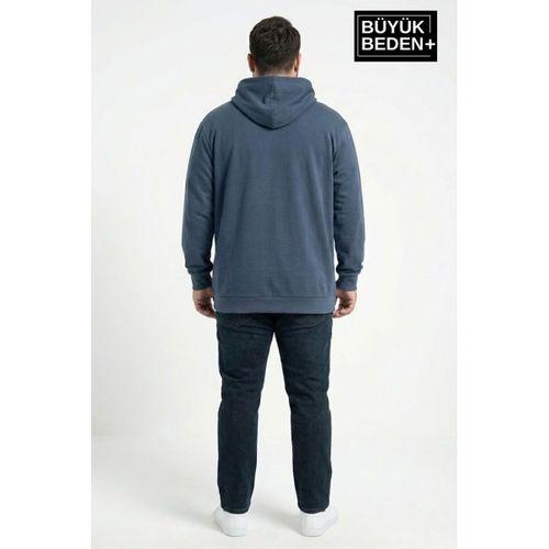 Erkek Büyük Beden İnce Kapşonlu M Baskılı Swatshırt SPR26BSW957-13